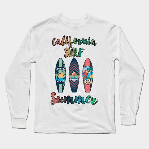 CALIFORNIA SURF SUMMER Long Sleeve T-Shirt by mizocrow